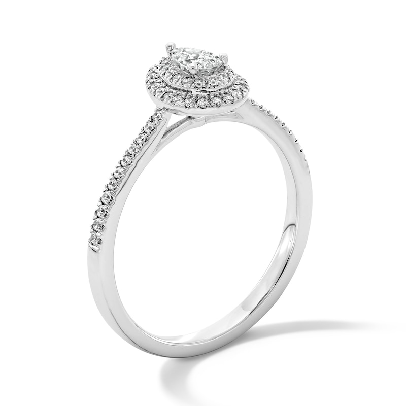 0.33 CT. T.W. Pear-Shaped Canadian Certified Centre Diamond Engagement Ring 10K White Gold (I/SI2)