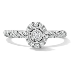 0.25 CT. T.W. Diamond Oval Frame Engagement Ring in 10K White Gold
