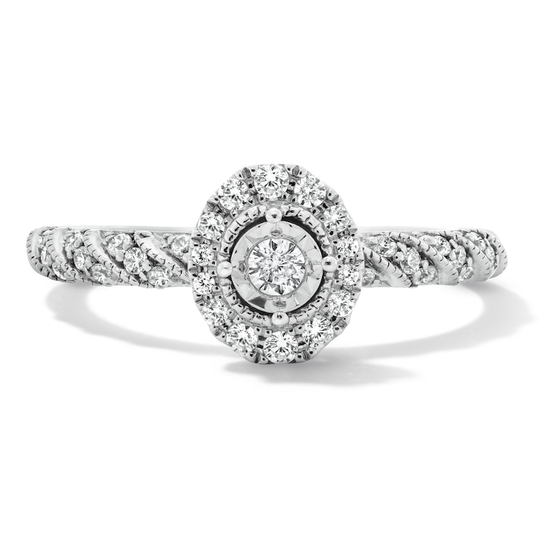 0.25 CT. T.W. Diamond Oval Frame Engagement Ring 10K White Gold
