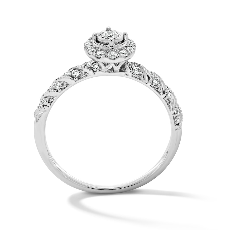 0.25 CT. T.W. Diamond Oval Frame Engagement Ring 10K White Gold