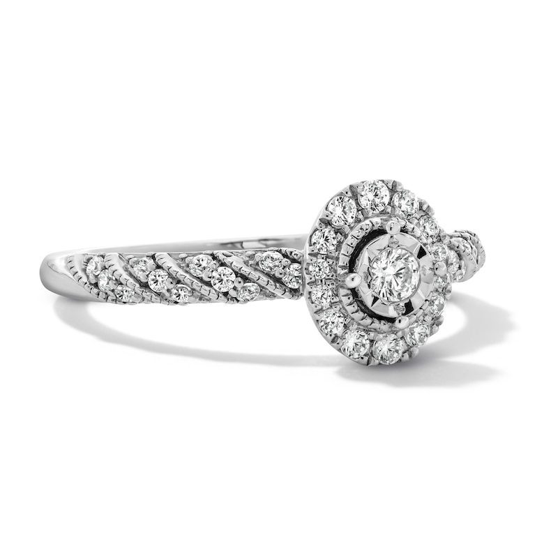 0.25 CT. T.W. Diamond Oval Frame Engagement Ring 10K White Gold