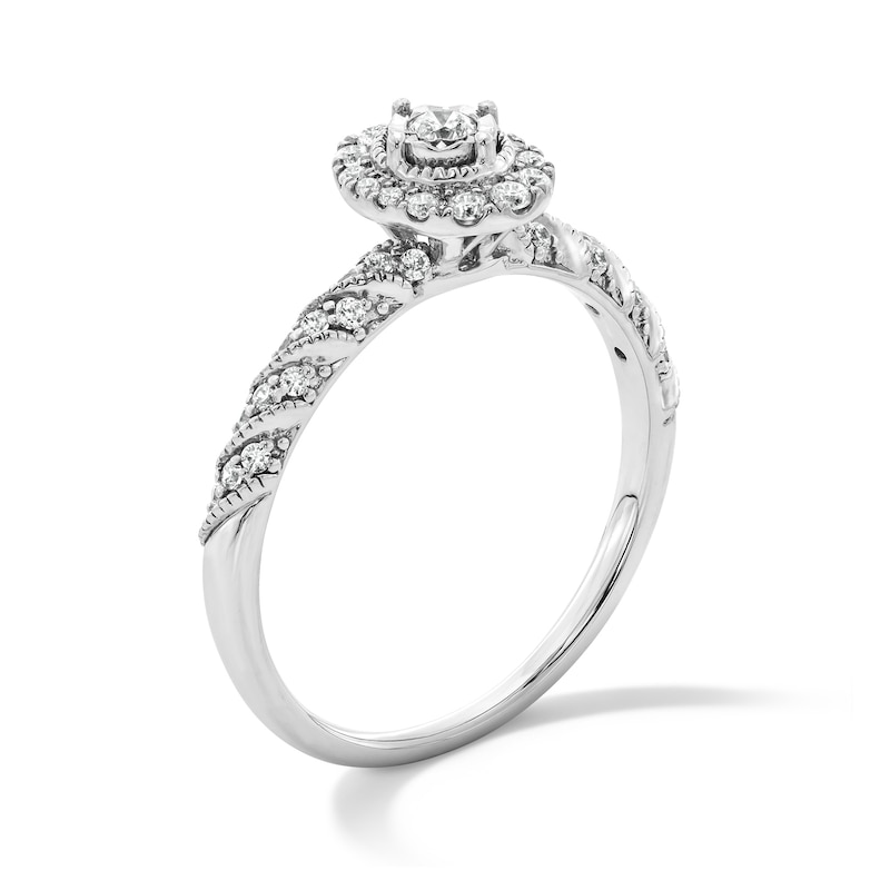 0.25 CT. T.W. Diamond Oval Frame Engagement Ring 10K White Gold