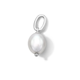6.0 x 6.5mm Freshwater Cultured Pearl Necklace Charm in Sterling Silver