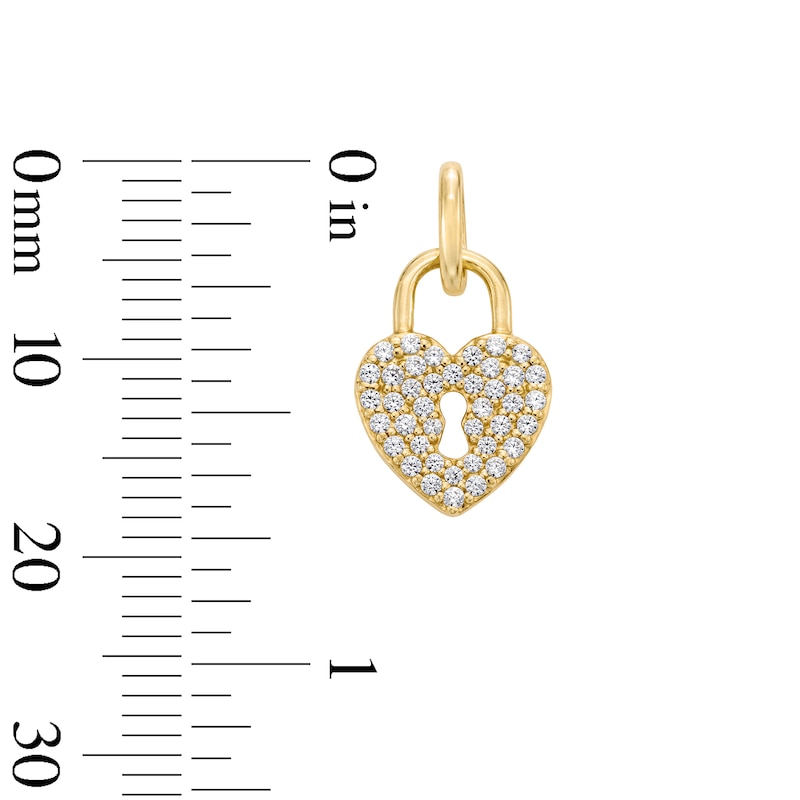 Main Image 2 of 0.10 CT. T.W. Certified Lab-Grown Diamond Heart Lock Necklace Charm in Sterling Silver with 18K Gold Plate (F/SI2)