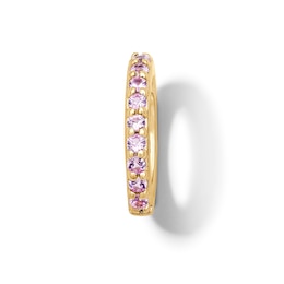 Pink Lab-Created Sapphire Circle Necklace Charm in Sterling Silver with 18K Gold Plate