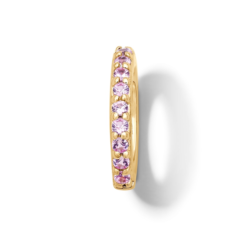 Main Image 1 of Pink Lab-Created Sapphire Circle Necklace Charm in Sterling Silver with 18K Gold Plate