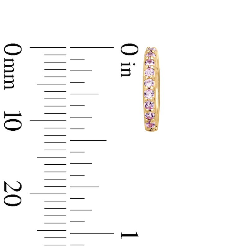 Main Image 2 of Pink Lab-Created Sapphire Circle Necklace Charm in Sterling Silver with 18K Gold Plate
