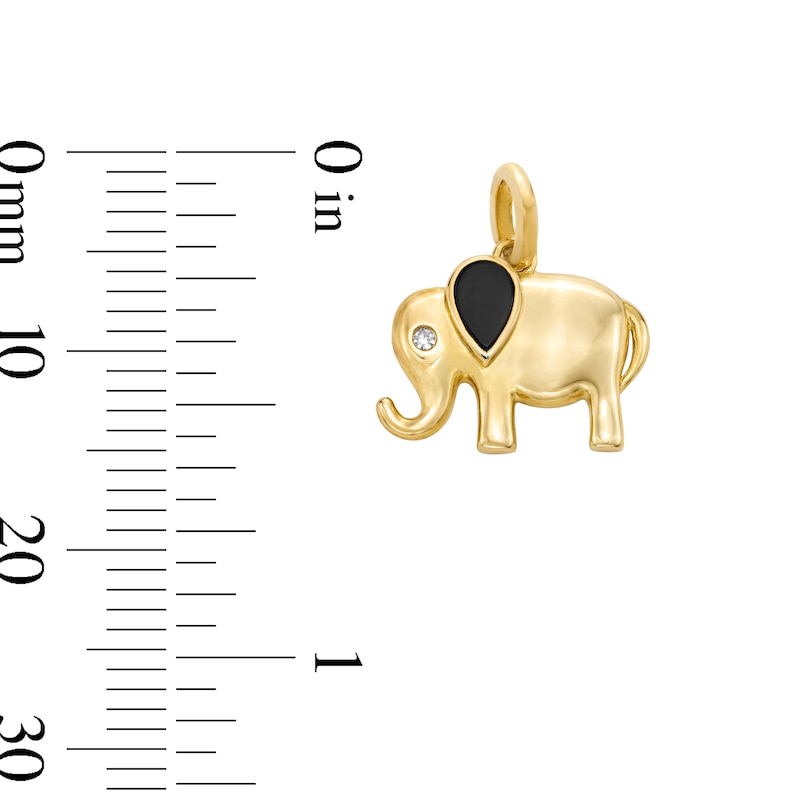 Main Image 2 of Pear-Shaped Black Onyx and Diamond Accent Elephant Necklace Charm in Sterling Silver with 18K Gold Plate