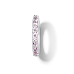 Pink Lab-Created Sapphire Circle Necklace Charm in Sterling Silver