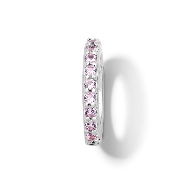 Main Image 1 of Pink Lab-Created Sapphire Circle Necklace Charm in Sterling Silver