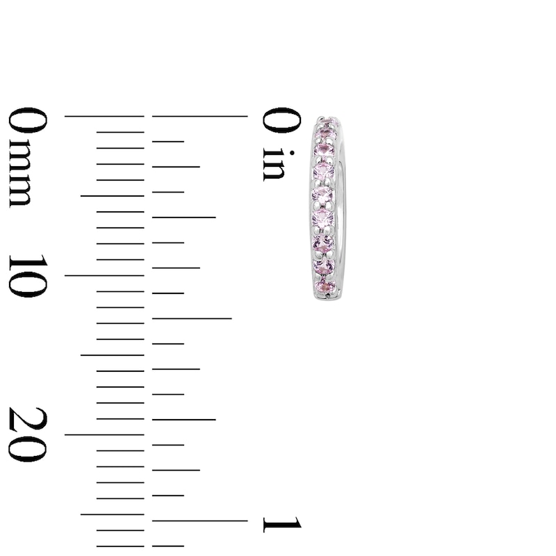 Main Image 2 of Pink Lab-Created Sapphire Circle Necklace Charm in Sterling Silver