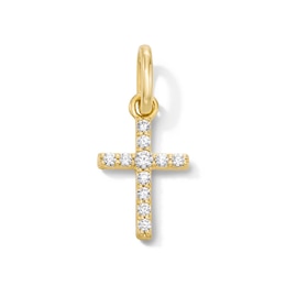 0.09 CT. T.W. Certified Lab-Grown Diamond Cross Necklace Charm in Sterling Silver with 18K Gold Plate (F/SI2)