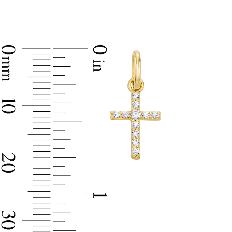 Main Image 2 of 0.09 CT. T.W. Certified Lab-Grown Diamond Cross Necklace Charm in Sterling Silver with 18K Gold Plate (F/SI2)