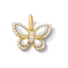 Thumbnail Image 1 of Mother-of-Pearl and 0.12 CT. T.W. Diamond Butterfly Necklace Charm in Sterling Silver with 18K Gold Plate