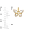 Thumbnail Image 2 of Mother-of-Pearl and 0.12 CT. T.W. Diamond Butterfly Necklace Charm in Sterling Silver with 18K Gold Plate