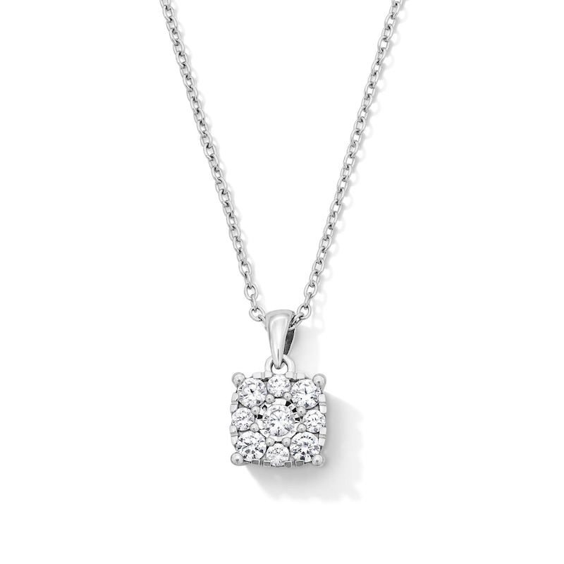 0.45 CT. T.W. Certified Lab-Grown Diamond Multi-Stone Cushion-Shaped Pendant in Sterling Silver (F/SI2)