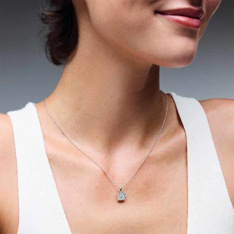 0.45 CT. T.W. Certified Lab-Grown Diamond Multi-Stone Cushion-Shaped Pendant in Sterling Silver (F/SI2)