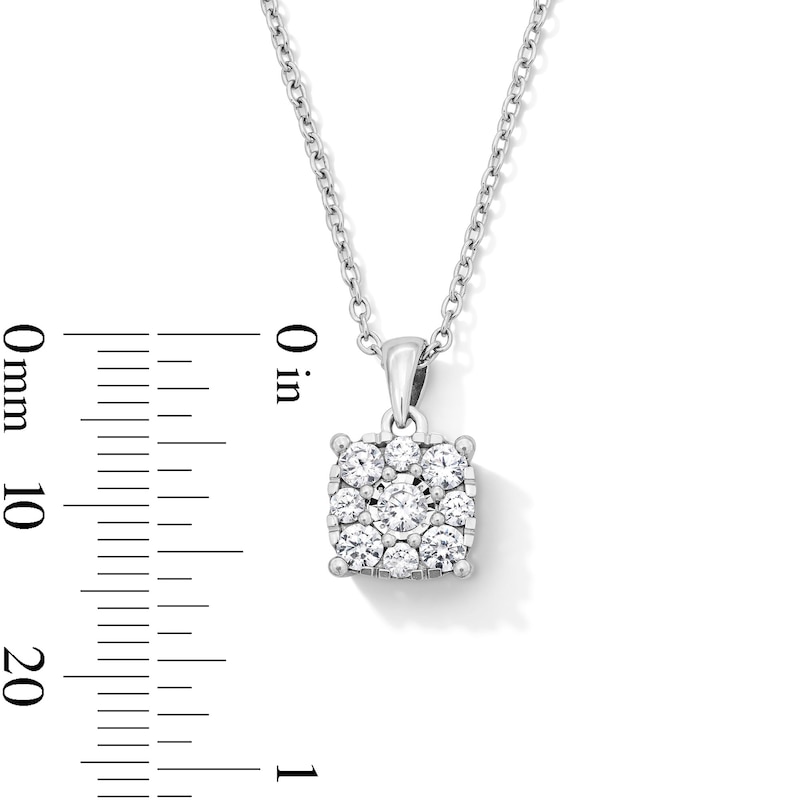 0.45 CT. T.W. Certified Lab-Grown Diamond Multi-Stone Cushion-Shaped Pendant in Sterling Silver (F/SI2)