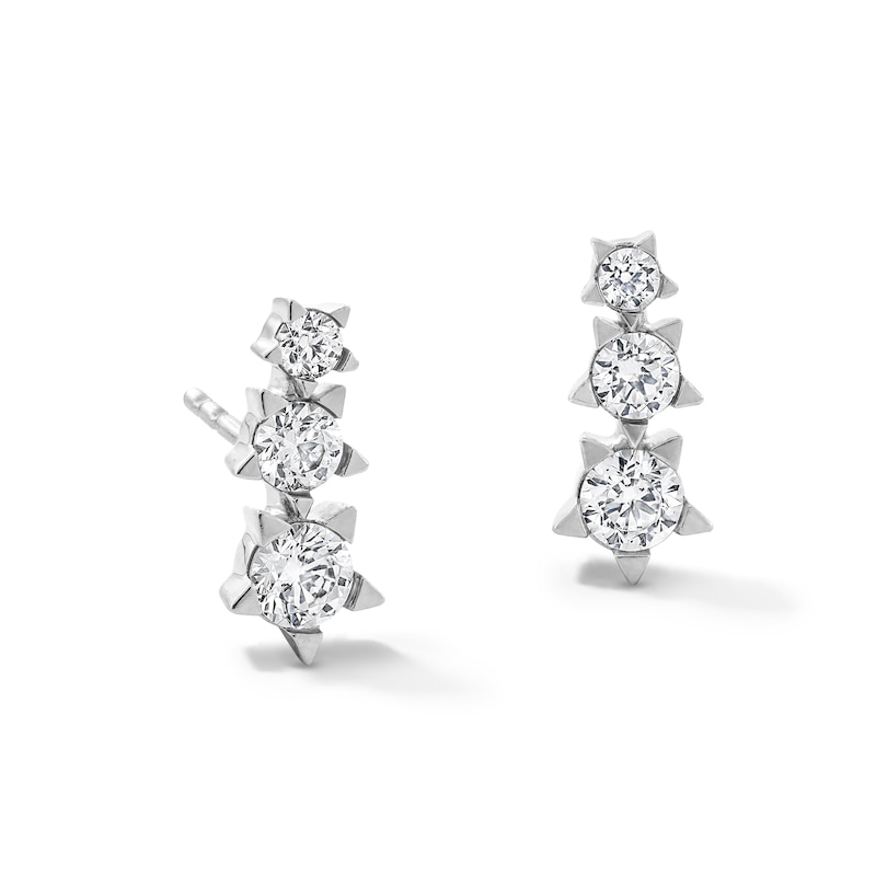 Main Image 1 of 0.45 CT. T.W. Certified Lab-Grown Diamond Stacked Star Trio Stud Earrings in Sterling Silver (F/VS2)