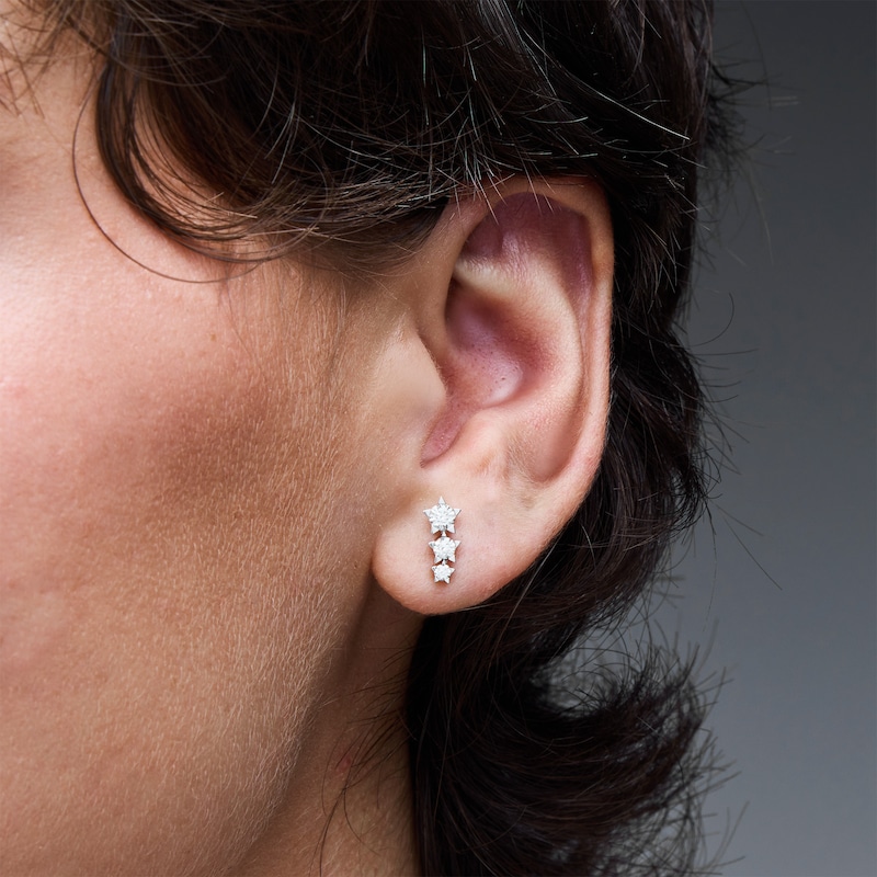 Main Image 2 of 0.45 CT. T.W. Certified Lab-Grown Diamond Stacked Star Trio Stud Earrings in Sterling Silver (F/VS2)