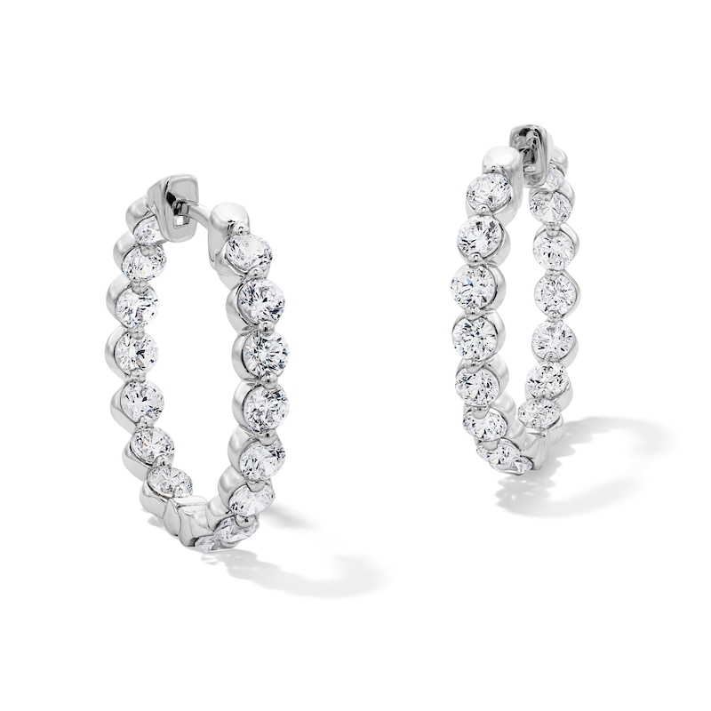 Main Image 1 of 3.00 CT. T.W. Certified Lab-Grown Diamond Inside-Out Hoop Earrings in Sterling Silver (F/SI2)