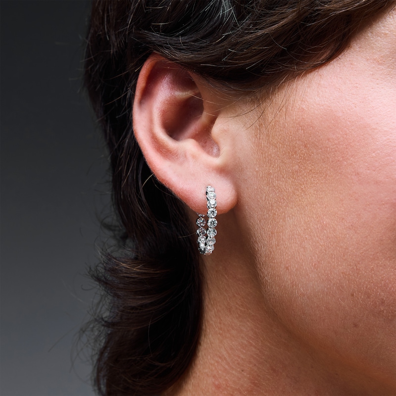 Main Image 2 of 3.00 CT. T.W. Certified Lab-Grown Diamond Inside-Out Hoop Earrings in Sterling Silver (F/SI2)