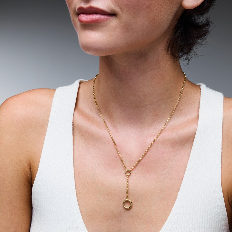 Lariat Charm Holder Necklace in Sterling Silver with 18K Gold Plate