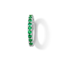 Lab-Created Emerald Circle Necklace Charm in Sterling Silver