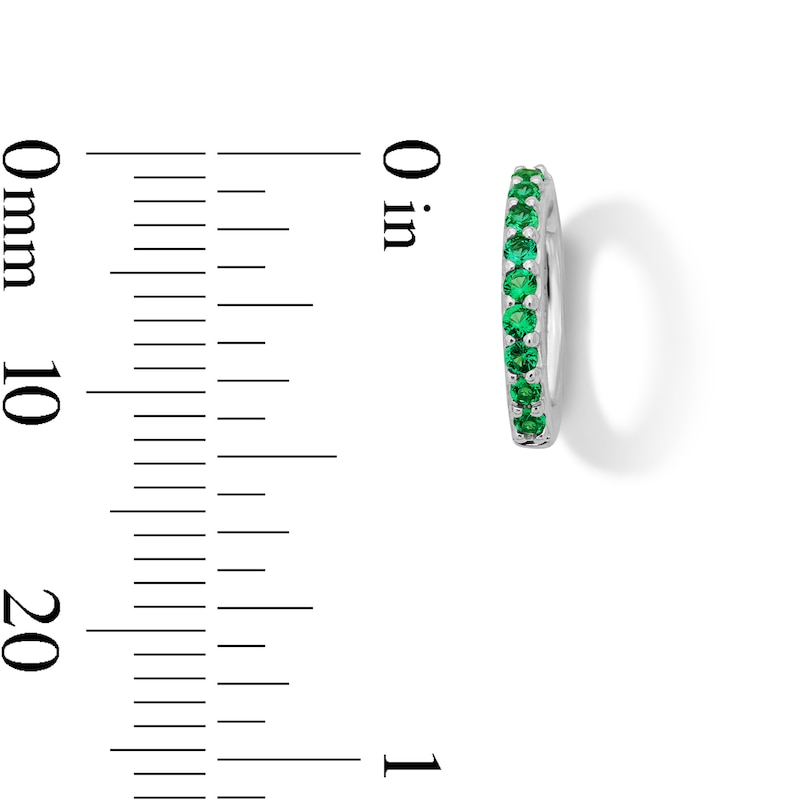 Main Image 2 of Lab-Created Emerald Circle Necklace Charm in Sterling Silver