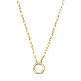 2.0mm Paper Clip Chain and Charm Holder Necklace in Solid Sterling Silver with 18K Gold Plate