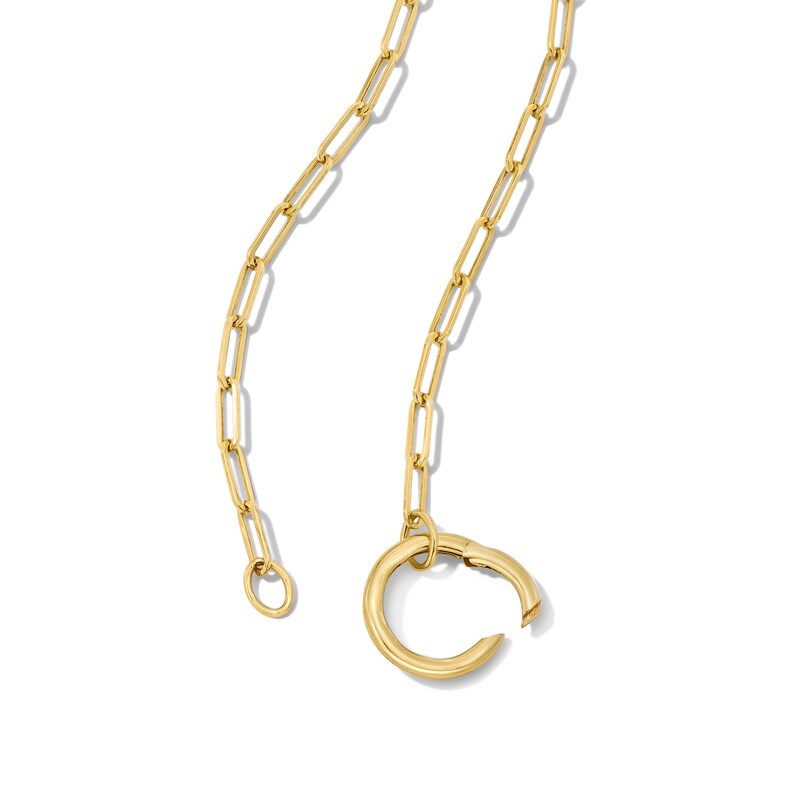 2.0mm Paper Clip Chain and Charm Holder Necklace in Solid Sterling Silver with 18K Gold Plate