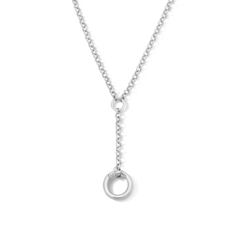 Lariat Charm Holder Necklace in Solid Sterling Silver
