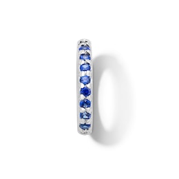 Blue Lab-Created Sapphire Circle Necklace Charm in Sterling Silver
