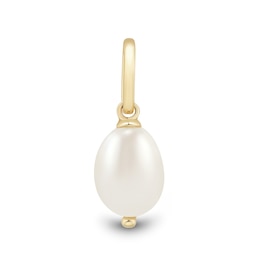 6.0 x 6.5mm Freshwater Cultured Pearl Necklace Charm in Sterling Silver with 18K Gold Plate