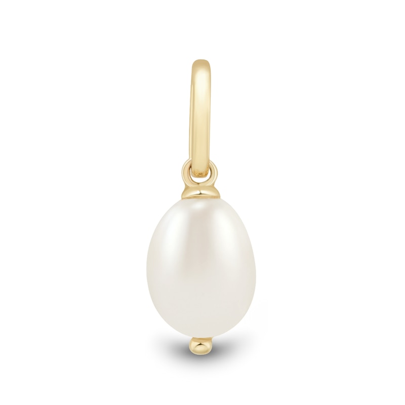 Main Image 1 of 6.0 x 6.5mm Freshwater Cultured Pearl Necklace Charm in Sterling Silver with 18K Gold Plate