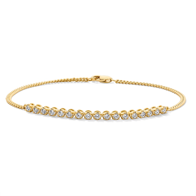 0.45 CT. T.W. Certified Lab-Grown Diamond Curb Chain Bracelet in Sterling Silver with 14K Gold Plate (F/SI2)