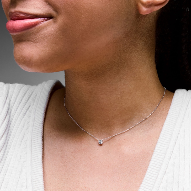 Main Image 2 of 0.50 CT. T.W. Certified Lab-Grown Diamond Solitaire Necklace in 10K White Gold (F/SI2)
