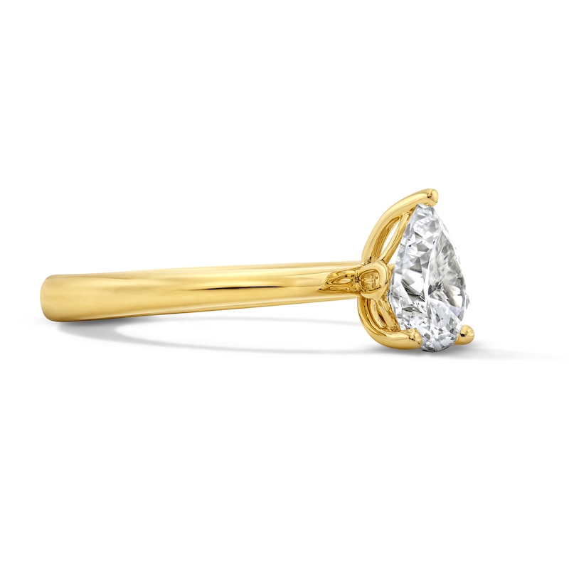 Main Image 4 of 1.00 CT. T.W. Pear-Shaped Canadian Certified Diamond Solitaire Engagement Ring in 14K Gold (I/I1)