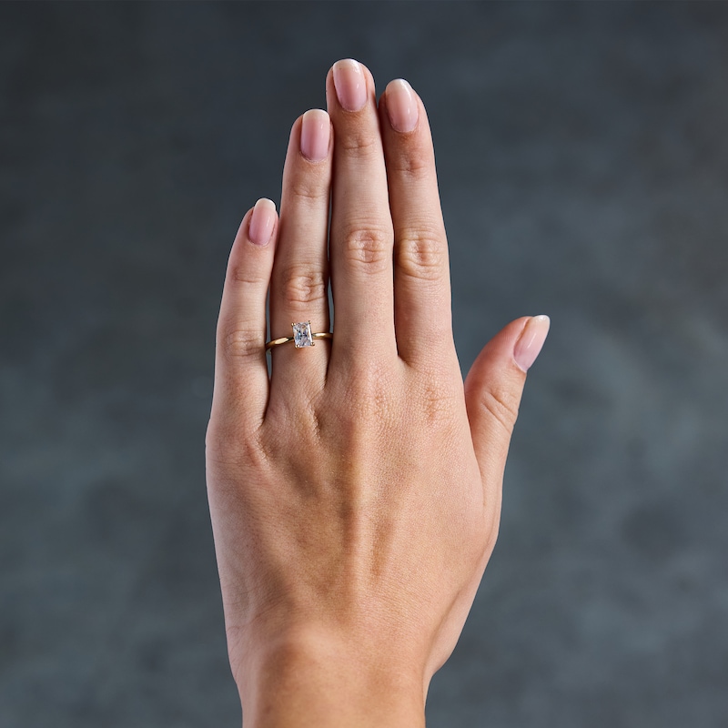 Main Image 2 of 1.00 CT. T.W. Radiant Canadian Certified Solitaire Diamond Ring in 14K Gold (I/I1)