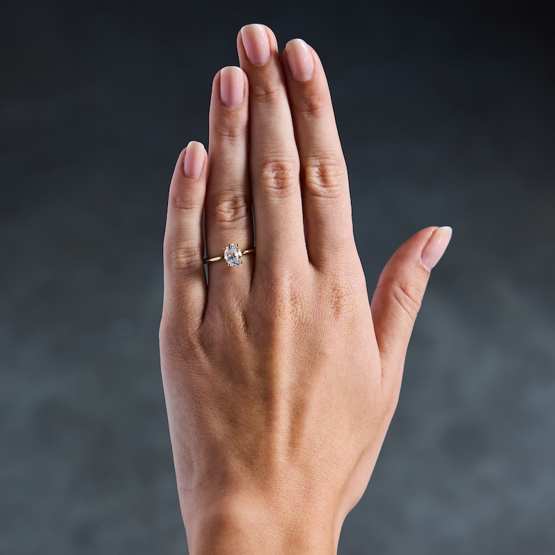 Main Image 2 of 1.00 CT. T.W. Oval Canadian Certified Diamond Solitaire Ring in 14K Gold (I/I1)