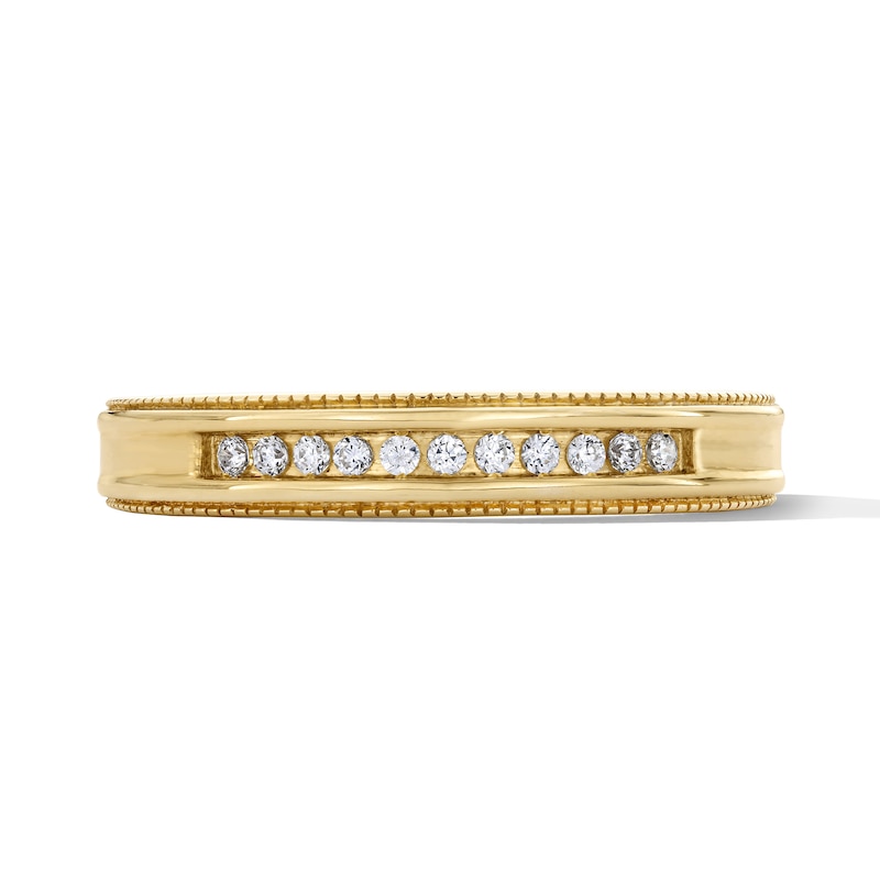 Main Image 1 of 0.08 CT. T.W. Diamond Milgrain-Edged Wedding Band in 10K Gold