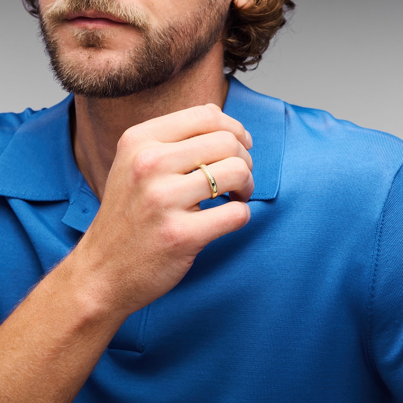 Main Image 2 of 0.08 CT. T.W. Diamond Milgrain-Edged Wedding Band in 10K Gold