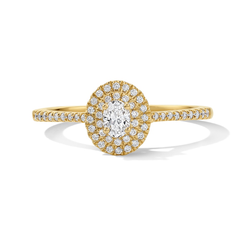 Main Image 1 of 0.33 CT. T.W. Oval Canadian Certified Centre Diamond Engagement Ring in 10K Gold (I/SI2)
