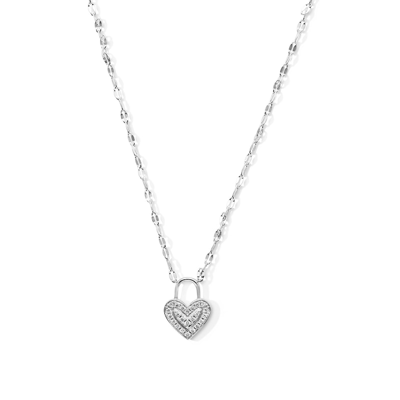0.25 CT. T.W. Certified Lab-Grown Diamond Pavé Heart Lock Necklace in Sterling Silver (F/VS2)