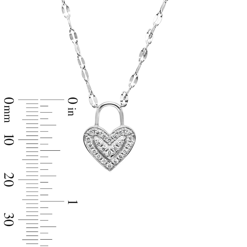 0.25 CT. T.W. Certified Lab-Grown Diamond Pavé Heart Lock Necklace in Sterling Silver (F/VS2)