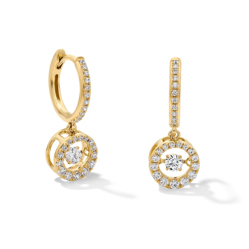 Main Image 1 of Unstoppable Love™ 0.70 CT. T.W. Certified Lab-Grown Diamond Hoop Drop Earrings in 10K Gold (F/SI2)
