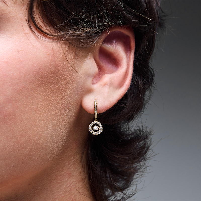 Main Image 2 of Unstoppable Love™ 0.70 CT. T.W. Certified Lab-Grown Diamond Hoop Drop Earrings in 10K Gold (F/SI2)