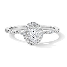 0.33 CT. T.W. Oval Canadian Certified Centre Diamond Engagement Ring in 10K White Gold (I/SI2)