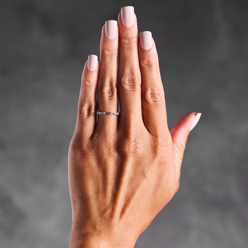 Diamond Accent Stackable Flower Anniversary Band 10K White Gold