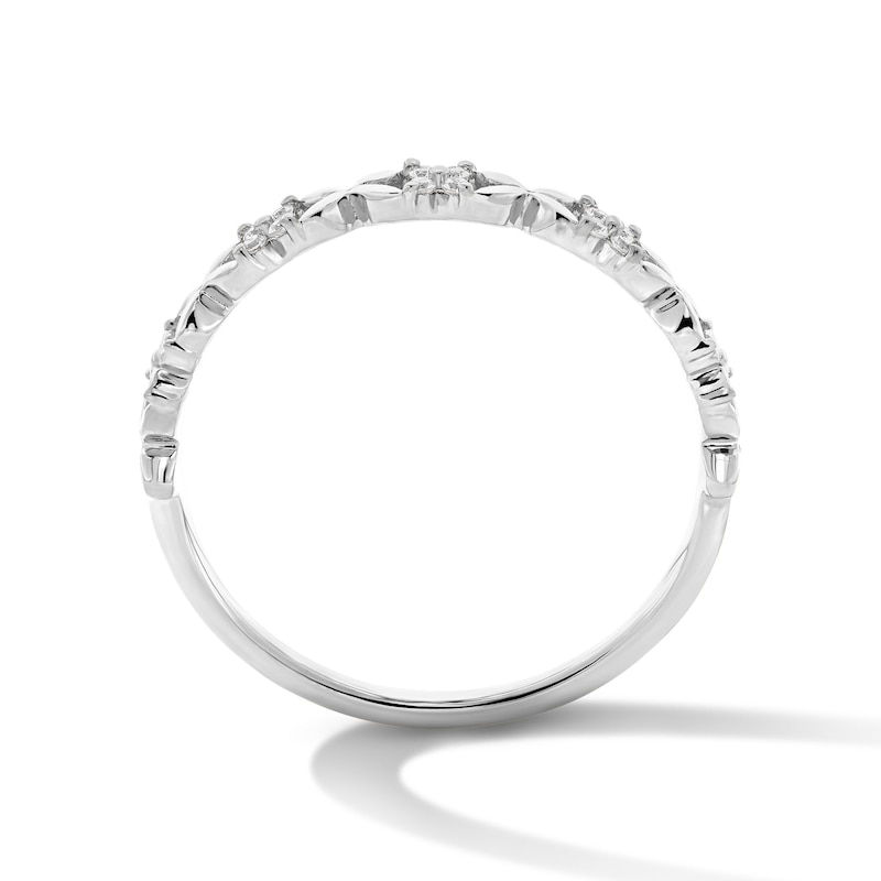 Diamond Accent Stackable Flower Anniversary Band 10K White Gold